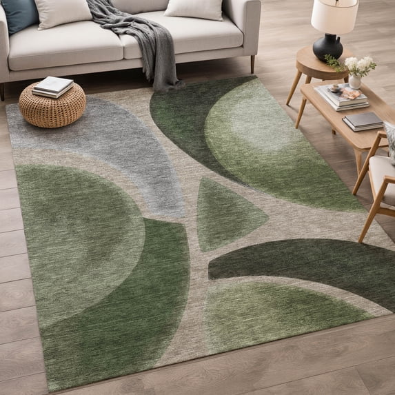 Addison Rugs Chantille Indoor/Outdoor Contemporary Abstract Olive Machine Washable Rectangle Rug, 10' x 14'