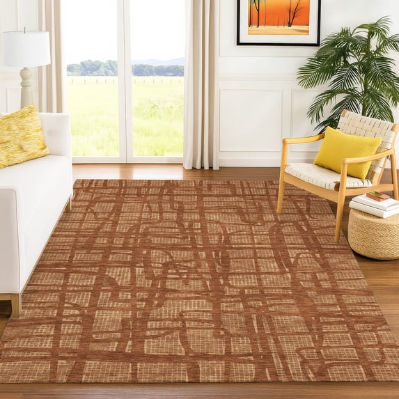 Addison Rugs Chantille Indoor/Outdoor Contemporary Abstract Paprika Machine Washable Rectangle Rug, 10' x 14'