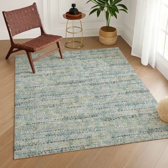 Addison Rugs Chantille Indoor/Outdoor Contemporary Abstract Teal Machine Washable Rectangle Rug, 9' x 12'