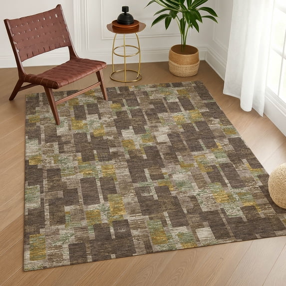 Addison Rugs Chantille Indoor/Outdoor Contemporary Geometric Chocolate Machine Washable Rectangle Rug, 8' x 10'