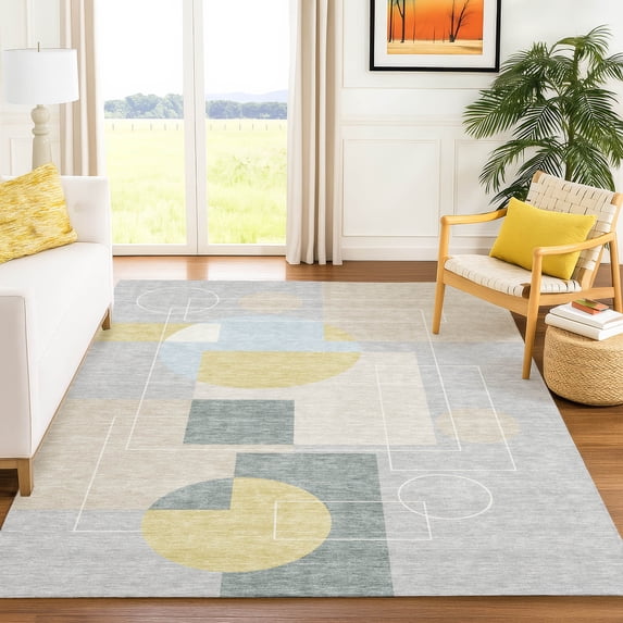 Addison Rugs Chantille Indoor/Outdoor Contemporary Geometric Silver Machine Washable Rectangle Rug, 8' x 10'