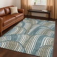 thumbnail image 1 of Addison Rugs Chantille Indoor/Outdoor Contemporary Mid-century Modern Teal Machine Washable Rectangle Rug, 8' x 10', 1 of 8