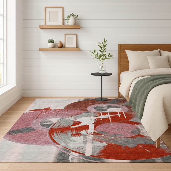Addison Rugs Chantille Indoor/Outdoor Contemporary Novelty Red Machine Washable Rectangle Rug, 5' x 7'6"