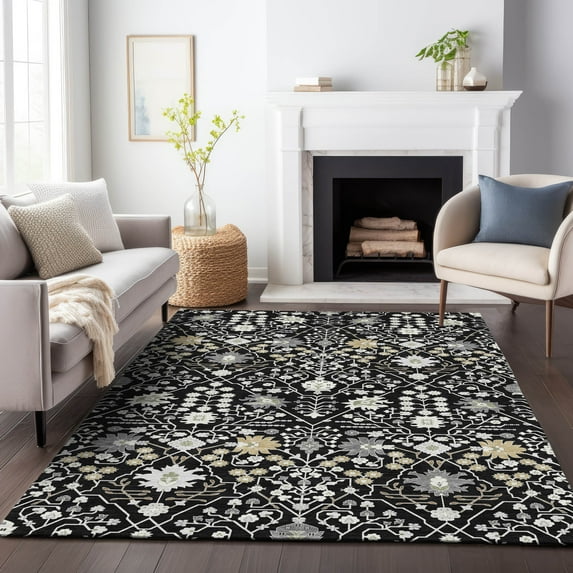 Addison Rugs Chantille Indoor/Outdoor Modern Abstract Black Washable Rectangle Rug, 3' x 5'