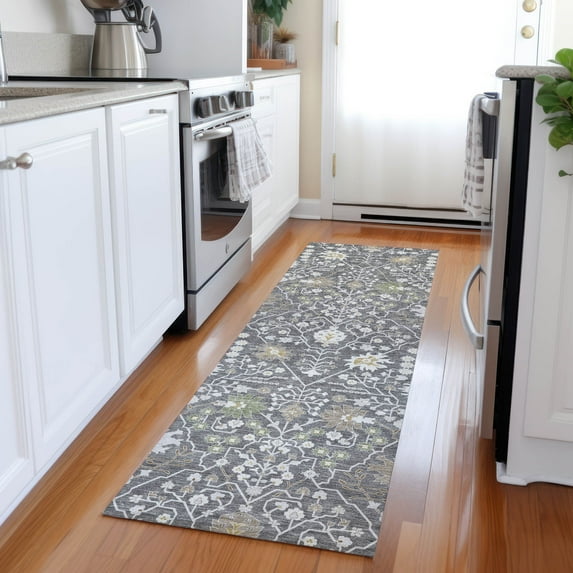 Addison Rugs Chantille Indoor/Outdoor Modern Abstract Charcoal Washable Runner Rug, 2'3" x 7'6"