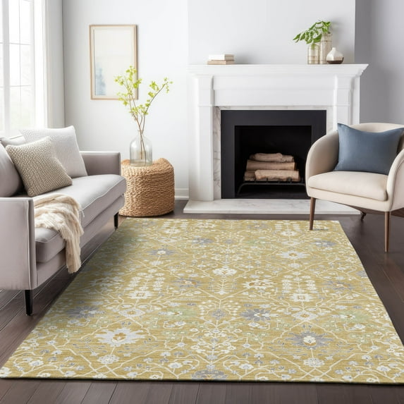 Addison Rugs Chantille Indoor/Outdoor Modern Abstract Gold Washable Rectangle Rug, 5' x 7'6"