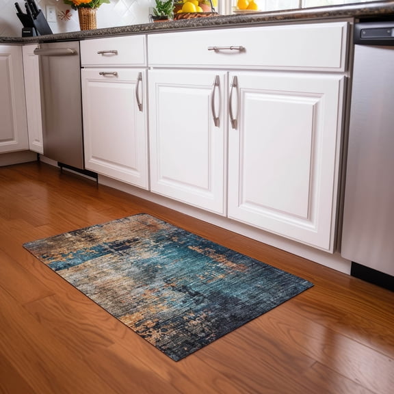 Addison Rugs Chantille Indoor/Outdoor Teal Washable Rectangle Rug, 1'8" x 2'6"