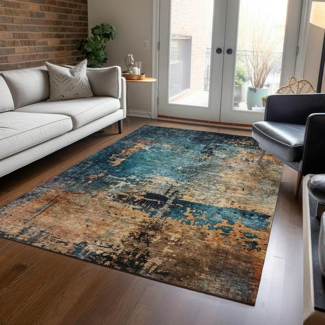 Addison Rugs Chantille Indoor/Outdoor Teal Washable Rectangle Rug, 10' x 14'