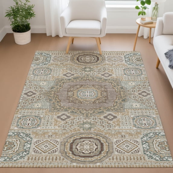 Addison Rugs Chantille Indoor/Outdoor Traditional Beige Machine Washable Rectangle Rug, 10' x 14'