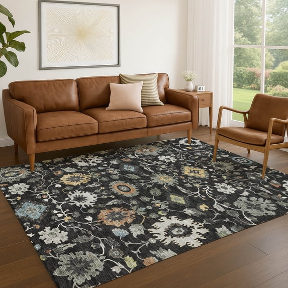 Addison Rugs Chantille Indoor/Outdoor Traditional Black Machine Washable Rectangle Rug, 10' x 14'