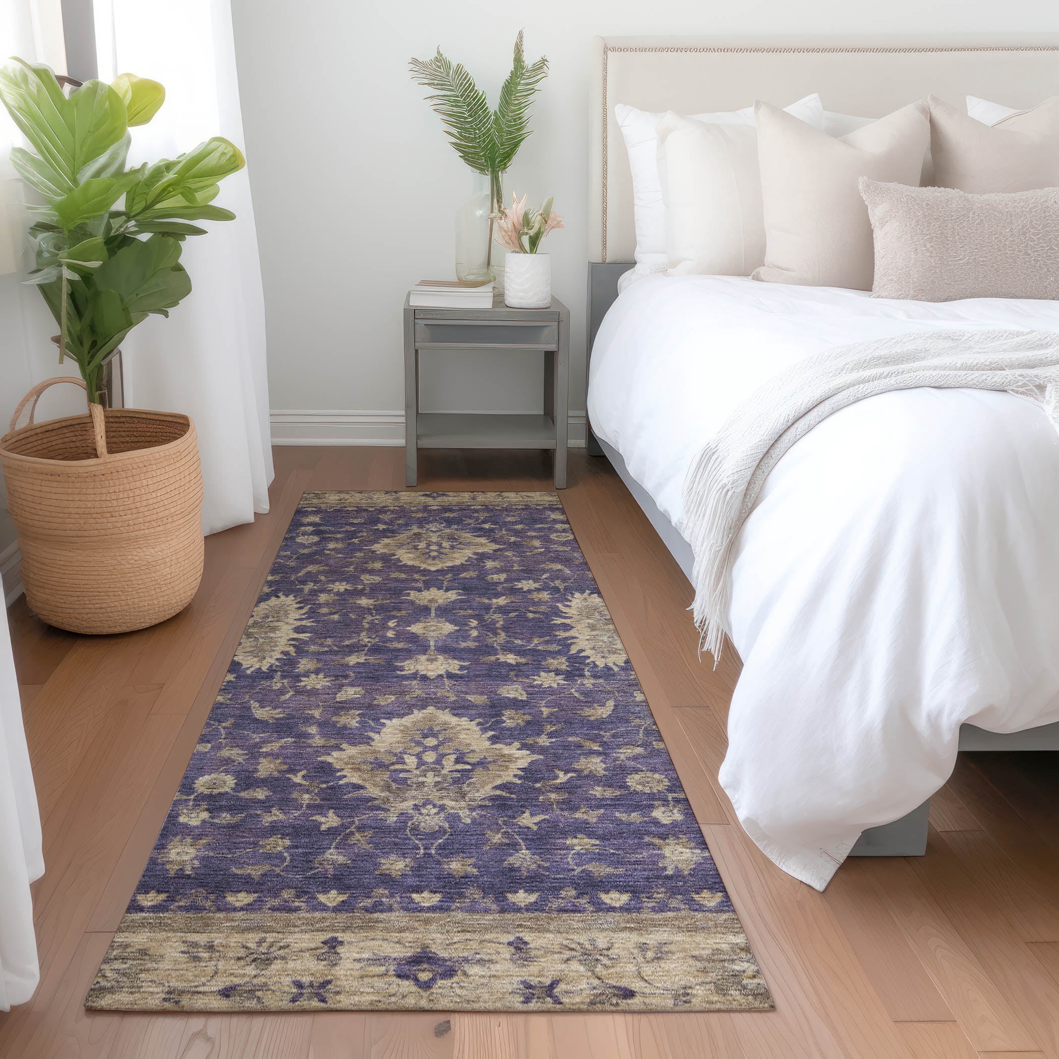 Addison Rugs Chantille Indoor/Outdoor Traditional Border Purple Machine ...