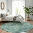 thumbnail image 1 of Addison Rugs Chantille Indoor/Outdoor Traditional Border Teal Machine Washable Round Rug, 8' x 8', 1 of 7