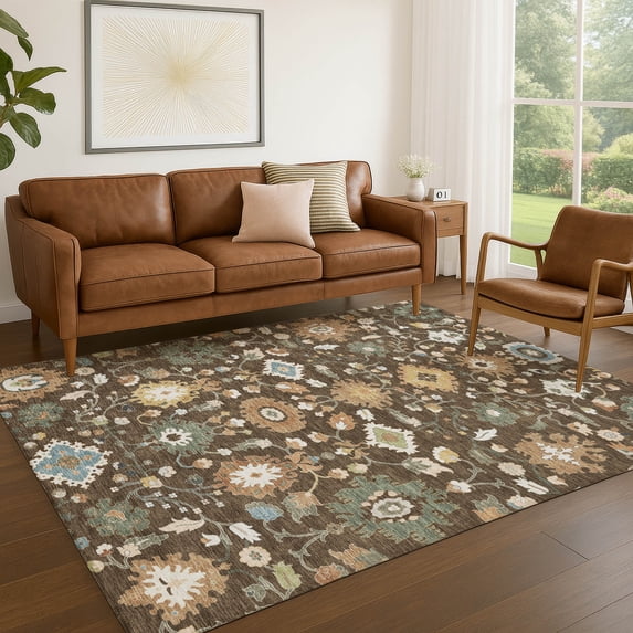 Addison Rugs Chantille Indoor/Outdoor Traditional Chocolate Machine Washable Rectangle Rug, 5' x 7'6"