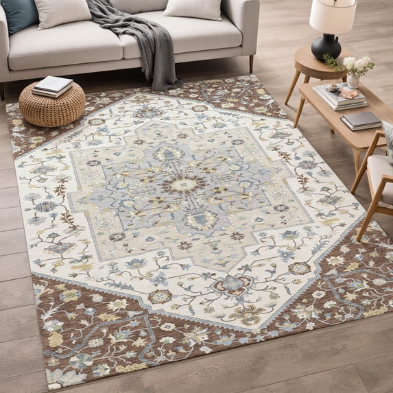 Addison Rugs Chantille Indoor/Outdoor Traditional Chocolate Machine Washable Rectangle Rug, 9' x 12'