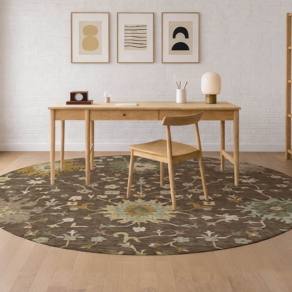 Addison Rugs Chantille Indoor/Outdoor Traditional Chocolate Machine Washable Round Rug, 8' x 8'