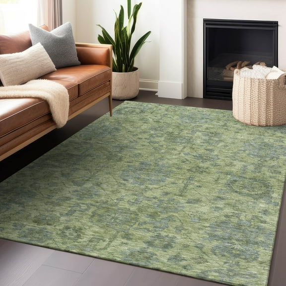 Addison Rugs Chantille Indoor/Outdoor Traditional Damask Aloe Washable Rectangle Rug, 10' x 14'