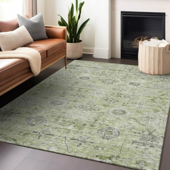 Addison Rugs Chantille Indoor/Outdoor Traditional Damask Aloe Washable Rectangle Rug, 10' x 14'