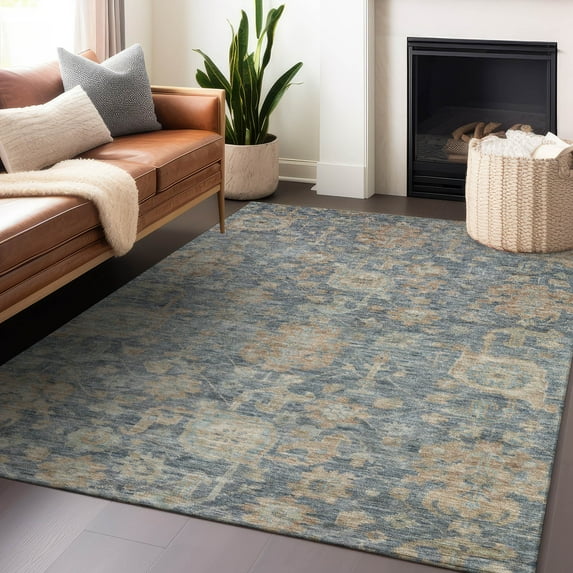 Addison Rugs Chantille Indoor/Outdoor Traditional Damask Denim Washable Rectangle Rug, 3' x 5'