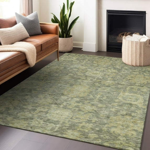 Addison Rugs Chantille Indoor/Outdoor Traditional Damask Sage Washable Rectangle Rug, 3' x 5'