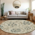 thumbnail image 1 of Addison Rugs Chantille Indoor/Outdoor Traditional Floral Beige Washable Round Rug, 8' x 8', 1 of 6