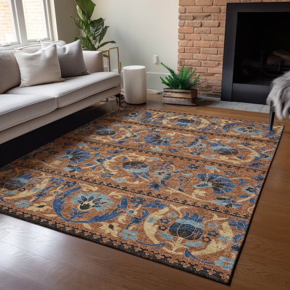 Addison Rugs Chantille Indoor/Outdoor Traditional Floral Paprika Machine Washable Rectangle Rug, 8' x 10'