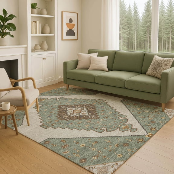 Addison Rugs Chantille Indoor/Outdoor Traditional Global Basil Machine Washable Rectangle Rug, 5' x 7'6"