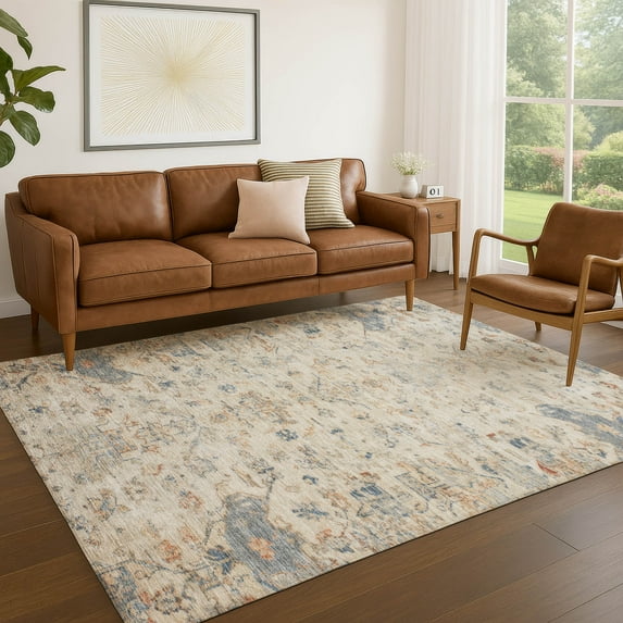 Addison Rugs Chantille Indoor/Outdoor Traditional Global Beige Machine Washable Rectangle Rug, 5' x 7'6"