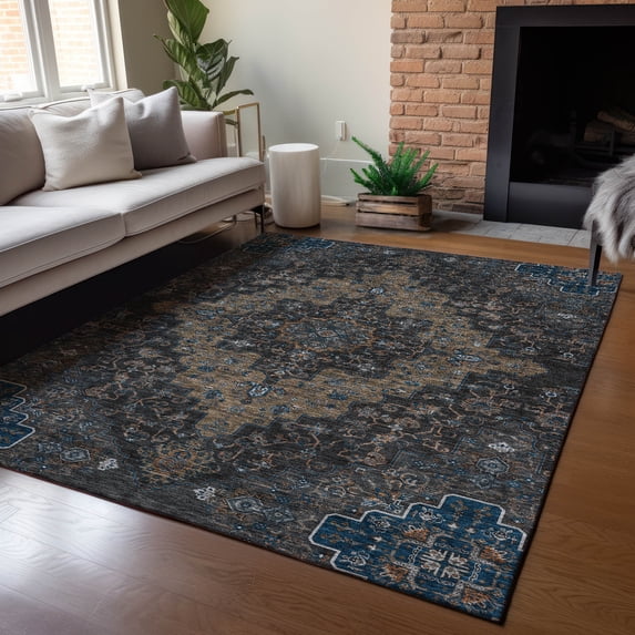Addison Rugs Chantille Indoor/Outdoor Traditional Global Black Machine Washable Rectangle Rug, 10' x 14'