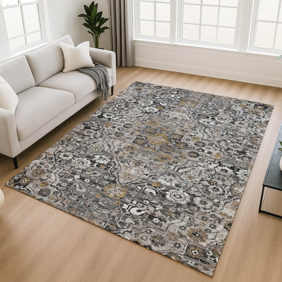 Addison Rugs Chantille Indoor/Outdoor Traditional Global Black Machine Washable Rectangle Rug, 10' x 14'