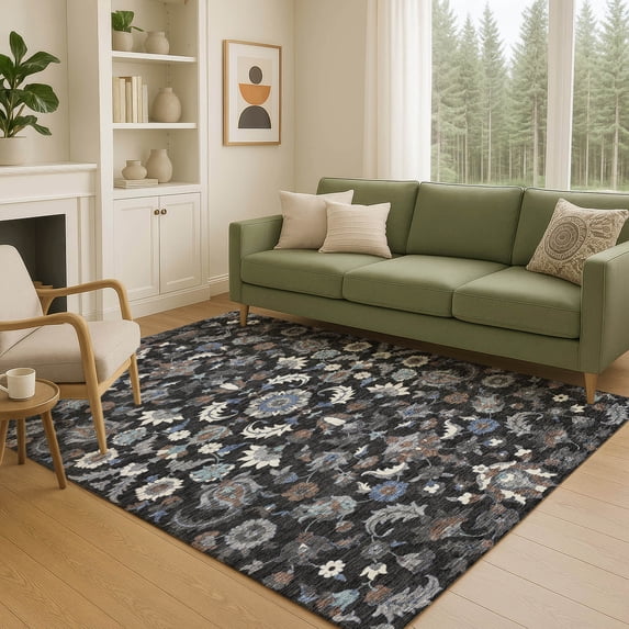 Addison Rugs Chantille Indoor/Outdoor Traditional Global Black Machine Washable Rectangle Rug, 10' x 14'