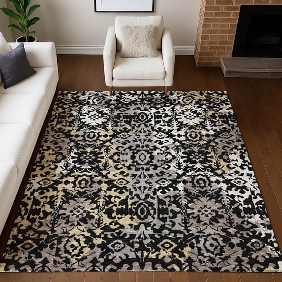 Addison Rugs Chantille Indoor/Outdoor Traditional Global Black Machine Washable Rectangle Rug, 10' x 14'