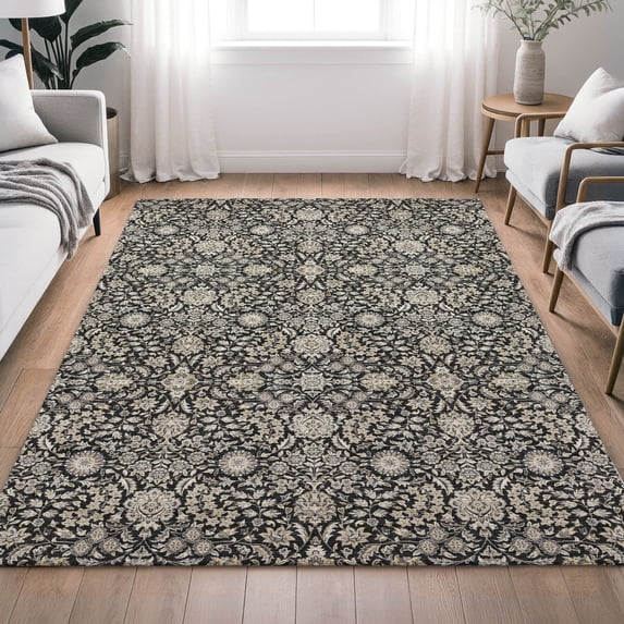 Addison Rugs Chantille Indoor/Outdoor Traditional Global Black Machine Washable Rectangle Rug, 10' x 14'