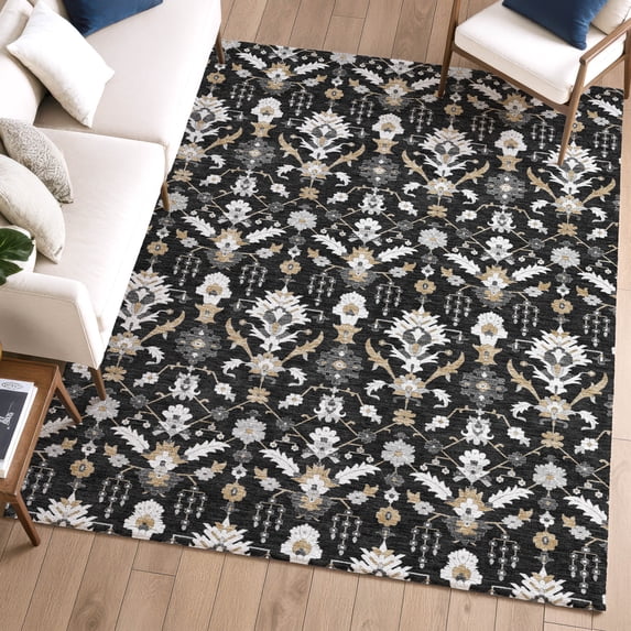 Addison Rugs Chantille Indoor/Outdoor Traditional Global Black Machine Washable Rectangle Rug, 3' x 5'