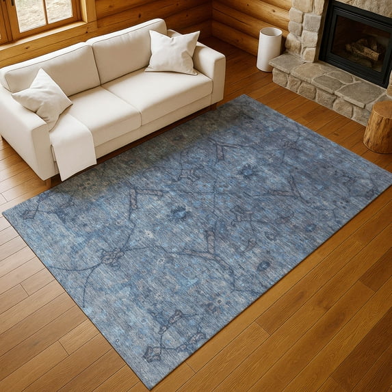 Addison Rugs Chantille Indoor/Outdoor Traditional Global Blue Machine Washable Rectangle Rug, 10' x 14'