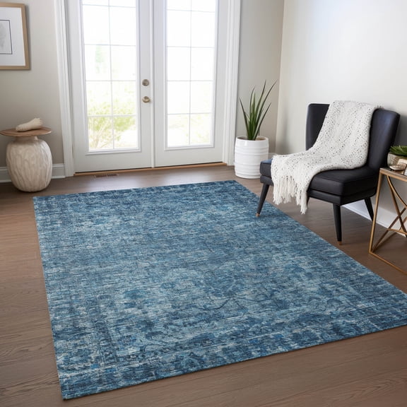 Addison Rugs Chantille Indoor/Outdoor Traditional Global Blue Machine Washable Rectangle Rug, 3' x 5'