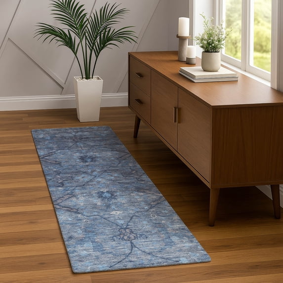 Addison Rugs Chantille Indoor/Outdoor Traditional Global Blue Machine Washable Runner Rug, 2'3" x 7'6"