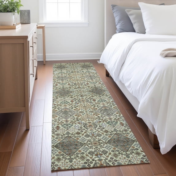Addison Rugs Chantille Indoor/Outdoor Traditional Global Celery Machine Washable Runner Rug, 2'3" x 7'6"