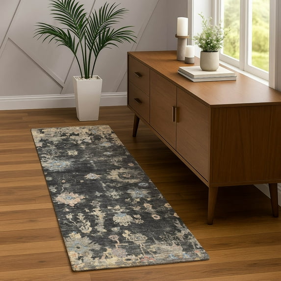 Addison Rugs Chantille Indoor/Outdoor Traditional Global Charcoal Machine Washable Runner Rug, 2'3" x 7'6"