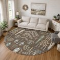 thumbnail image 1 of Addison Rugs Chantille Indoor/Outdoor Traditional Global Coffee Machine Washable Round Rug, 8' x 8', 1 of 8