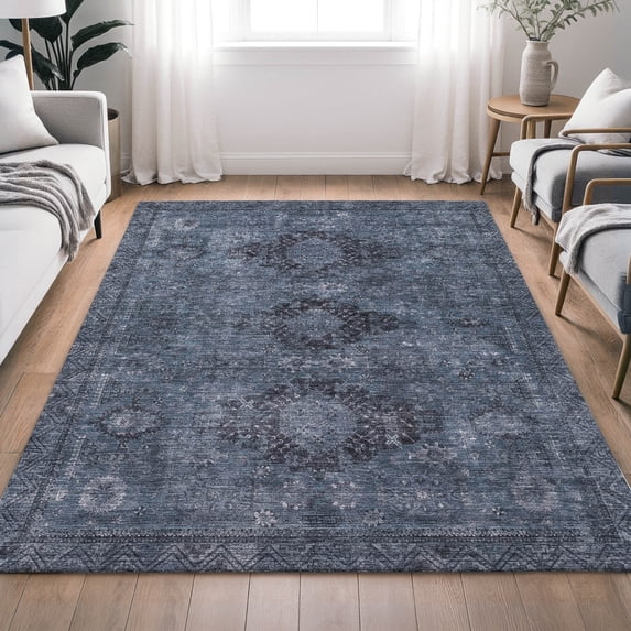 Addison Rugs Chantille Indoor/Outdoor Traditional Global Denim Machine Washable Rectangle Rug, 10' x 14'