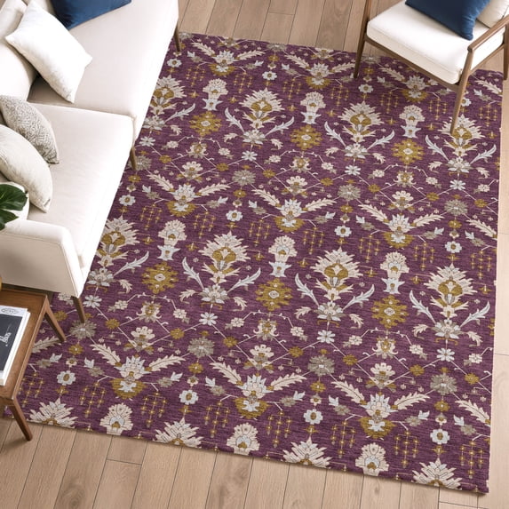 Addison Rugs Chantille Indoor/Outdoor Traditional Global Eggplant Machine Washable Rectangle Rug, 9' x 12'