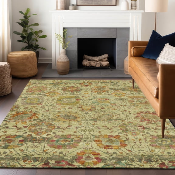 Addison Rugs Chantille Indoor/Outdoor Traditional Global Gold Machine Washable Rectangle Rug, 10' x 14'