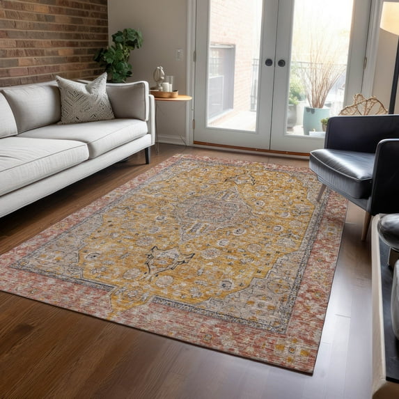 Addison Rugs Chantille Indoor/Outdoor Traditional Global Gold Washable Rectangle Rug, 8' x 10'