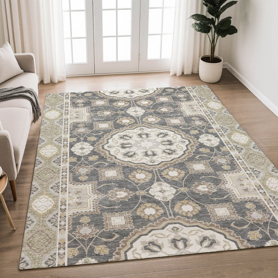 Addison Rugs Chantille Indoor/Outdoor Traditional Global Graphite Machine Washable Rectangle Rug, 10' x 14'
