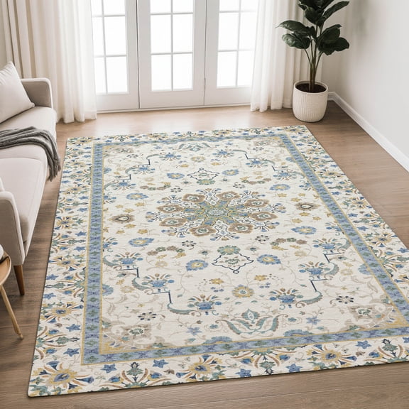 Addison Rugs Chantille Indoor/Outdoor Traditional Global Ivory Machine Washable Rectangle Rug, 3' x 5'