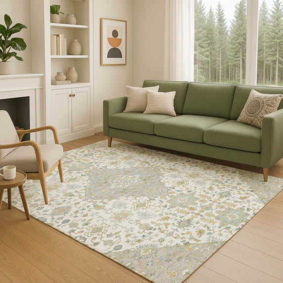 Addison Rugs Chantille Indoor/Outdoor Traditional Global Ivory Machine Washable Rectangle Rug, 5' x 7'6"