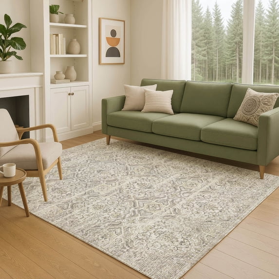 Addison Rugs Chantille Indoor/Outdoor Traditional Global Ivory Machine Washable Rectangle Rug, 5' x 7'6"