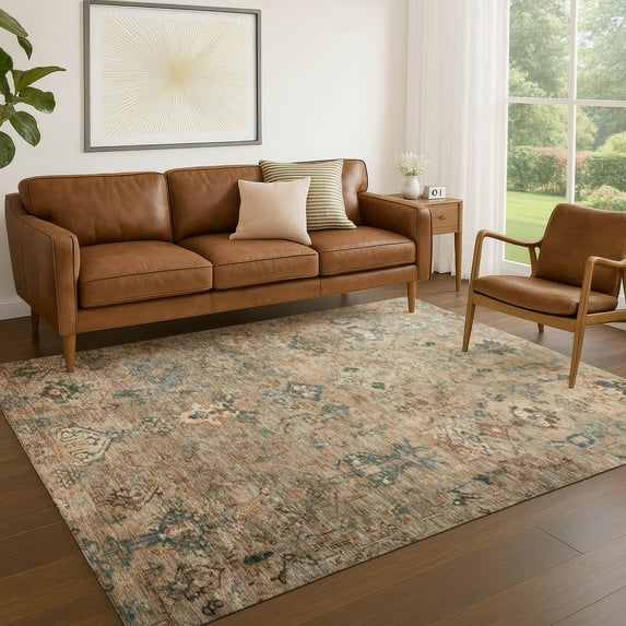 Addison Rugs Chantille Indoor/Outdoor Traditional Global Khaki Machine Washable Rectangle Rug, 9' x 12'