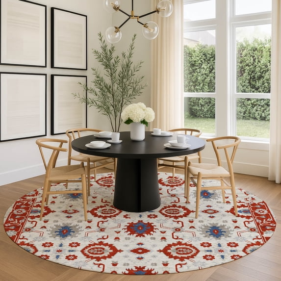 Addison Rugs Chantille Indoor/Outdoor Traditional Global Linen Machine Washable Round Rug, 8' x 8'