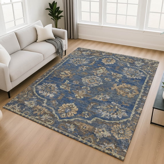 Addison Rugs Chantille Indoor/Outdoor Traditional Global Navy Machine Washable Rectangle Rug, 10' x 14'